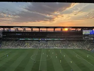 Sunset view across the pitch at GEODIS Park during a Nashville SC match