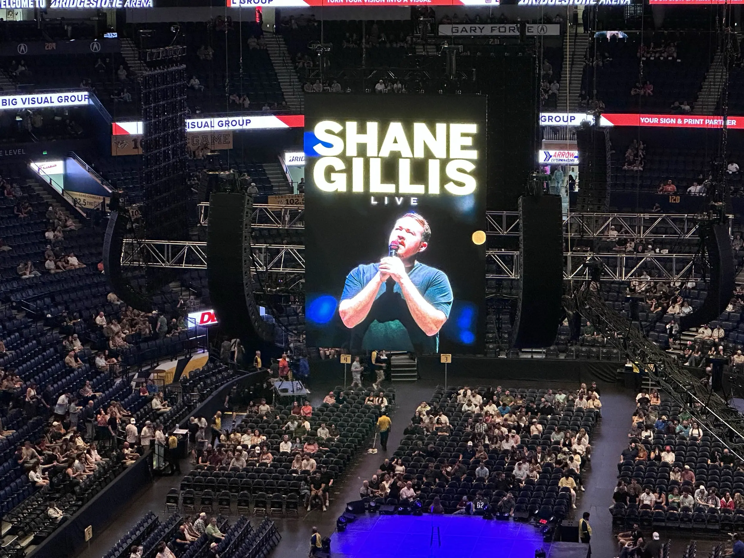 Photo of Shane Gillis on the screen at Bridgestone Arena