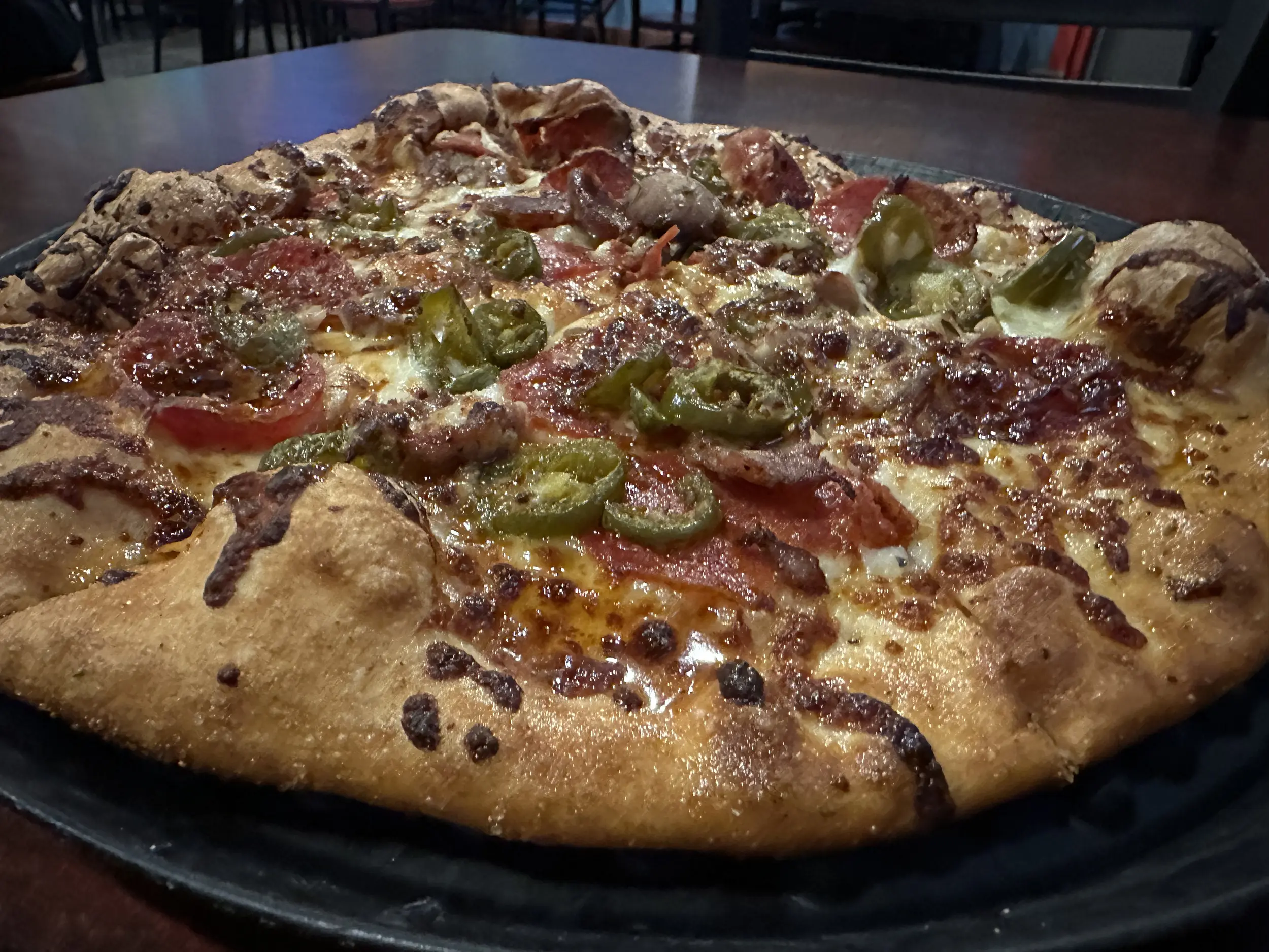 Photo of a hot honey pizza
